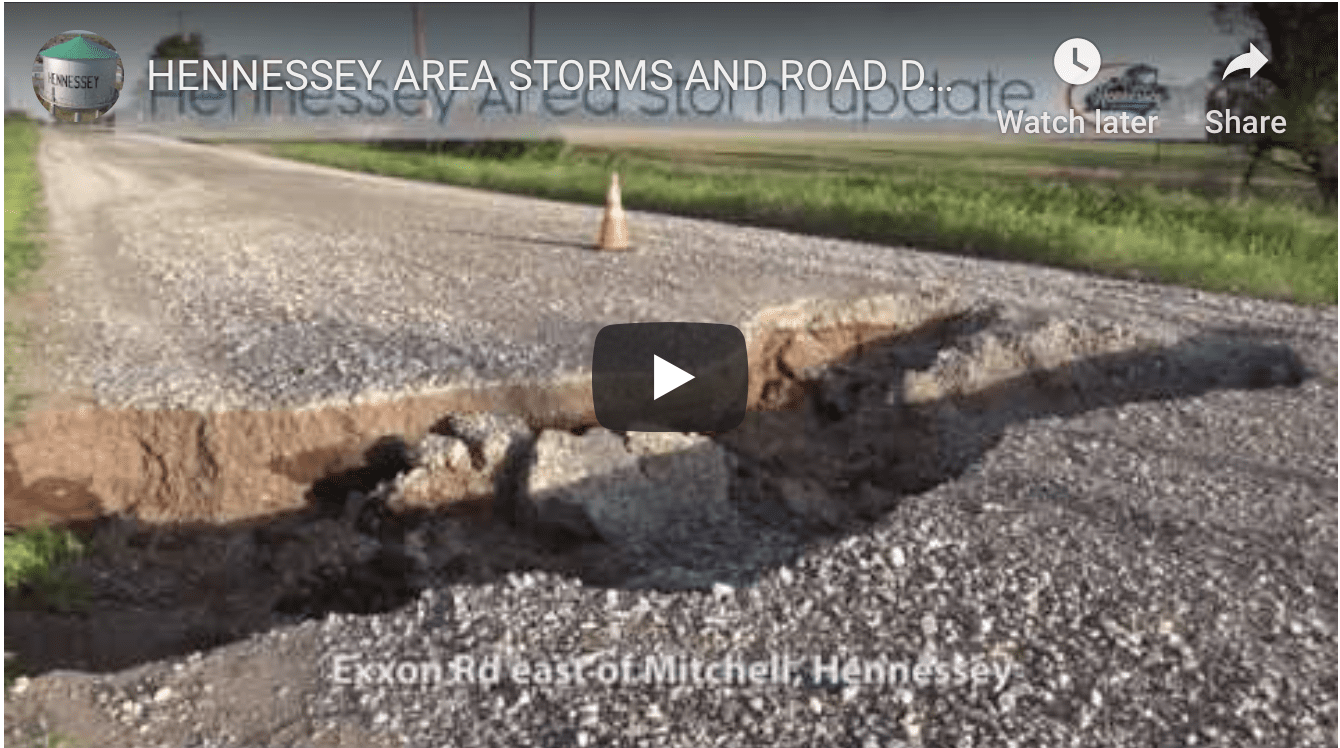 HENNESSEY AREA STORMS AND ROAD DAMAGE