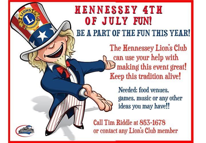 The Hennessey Lions Club is planning a …