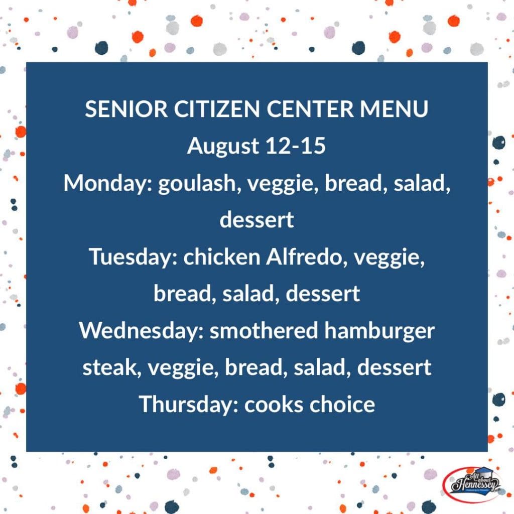 Senior citizen center menu aug 12 15 your hometown news 