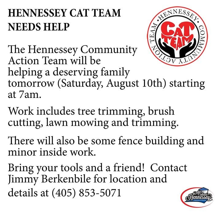 HENNESSEY CAT TEAM NEEDS HELP …