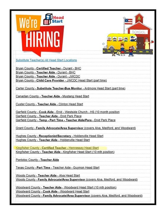 GREAT JOBS AVAILABLE IN HENNESSEY