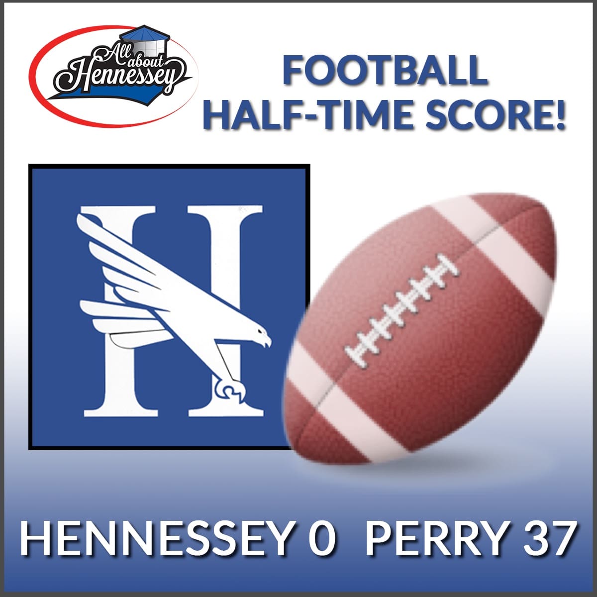 HALF TIME SCORE HENNESSEY 0 PERRY 37