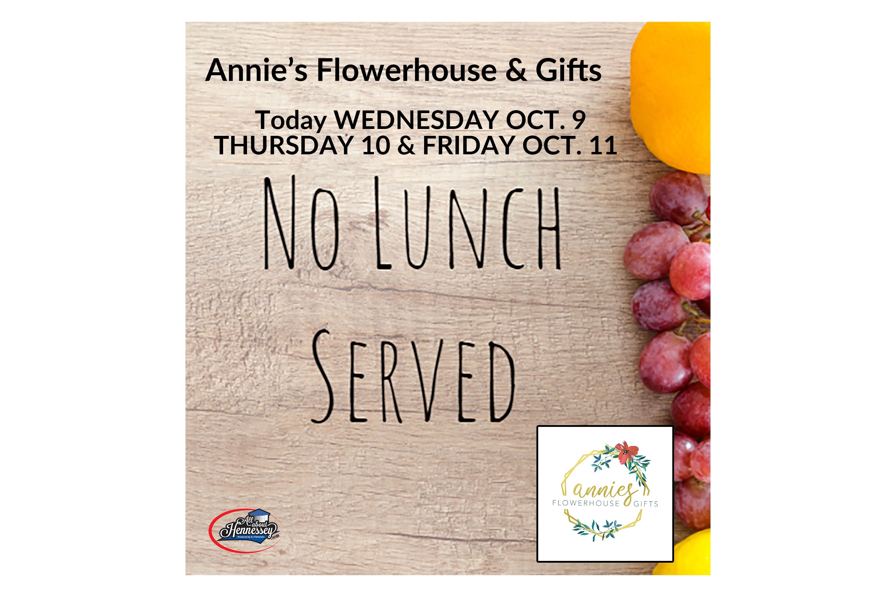ANNIES NOT SERVING LUNCH