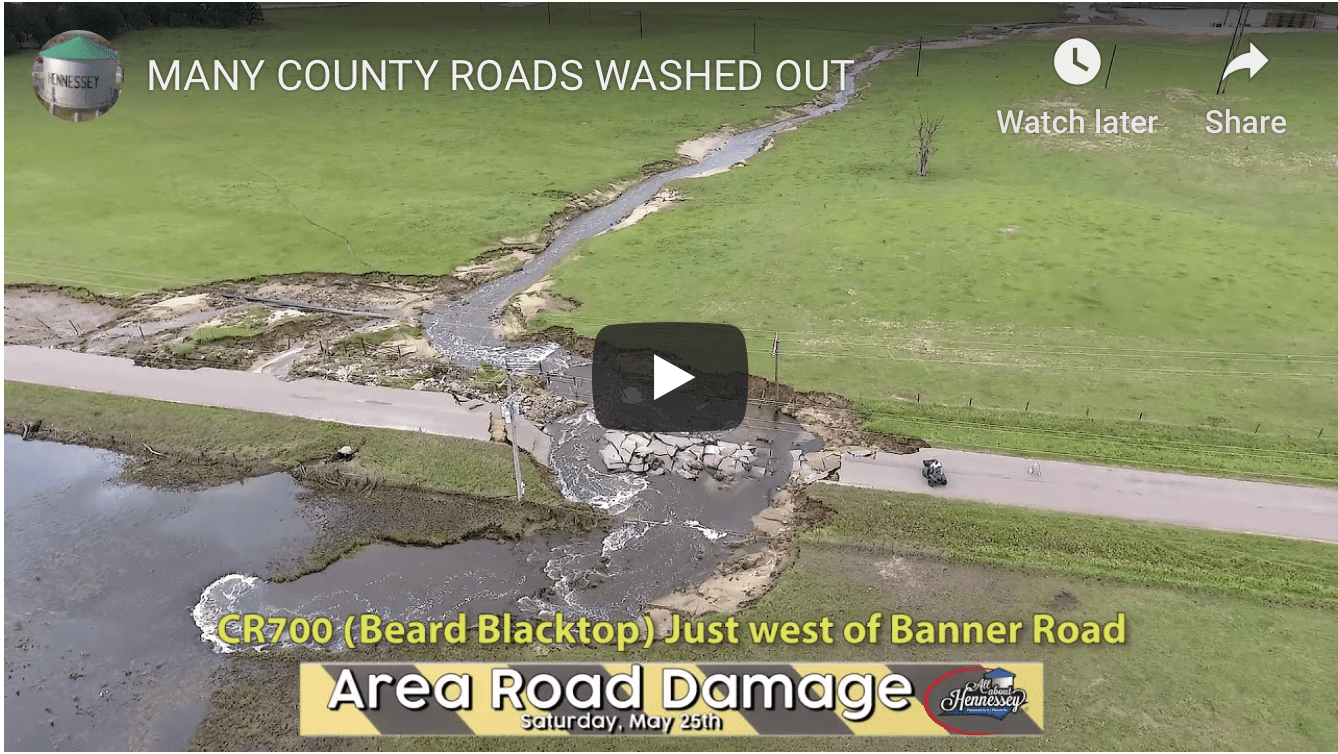 MANY COUNTY ROADS WASHED OUT