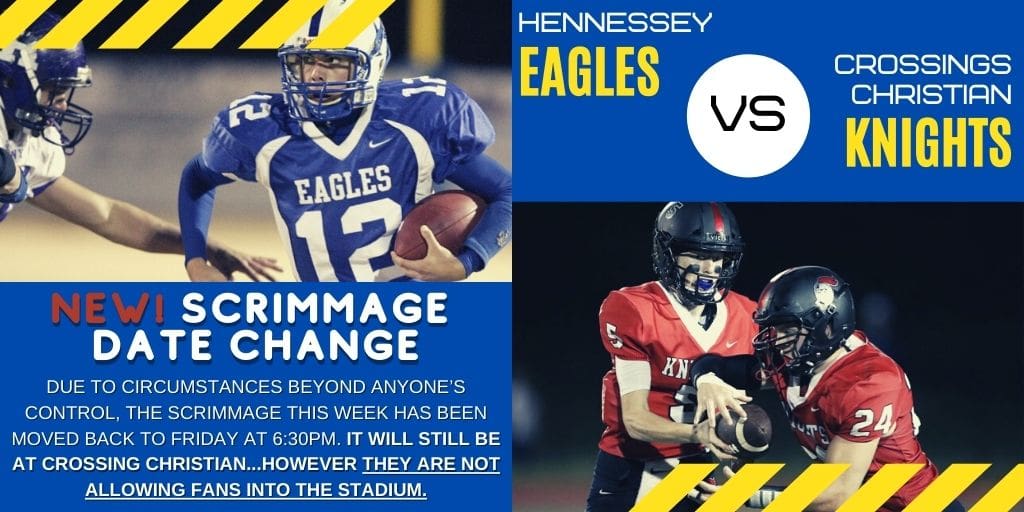 CHANGE TO THIS WEEK’S SCRIMMAGE AGAINST CROSSINGS CHRISTIAN