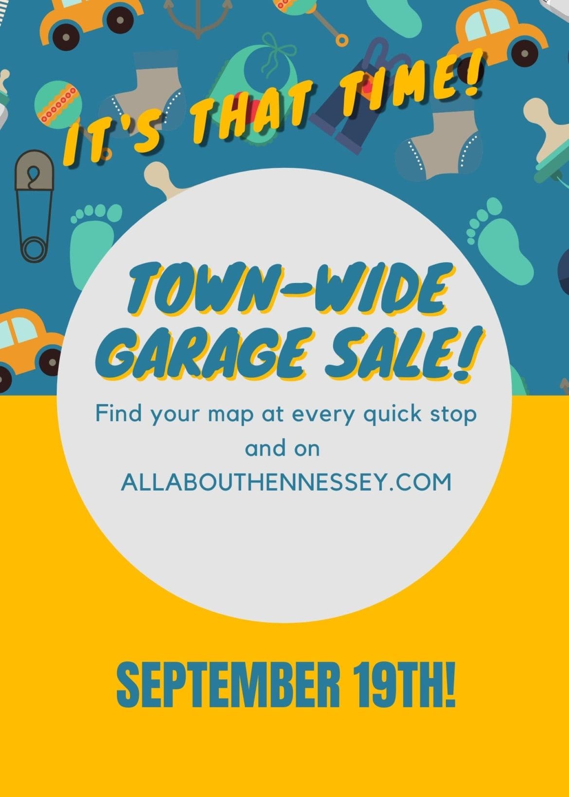 TOWN WIDE GARAGE SALE IS ON!  SEPTEMBER 19TH!