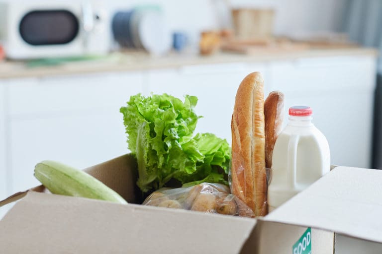 Box of Food in Kitchen