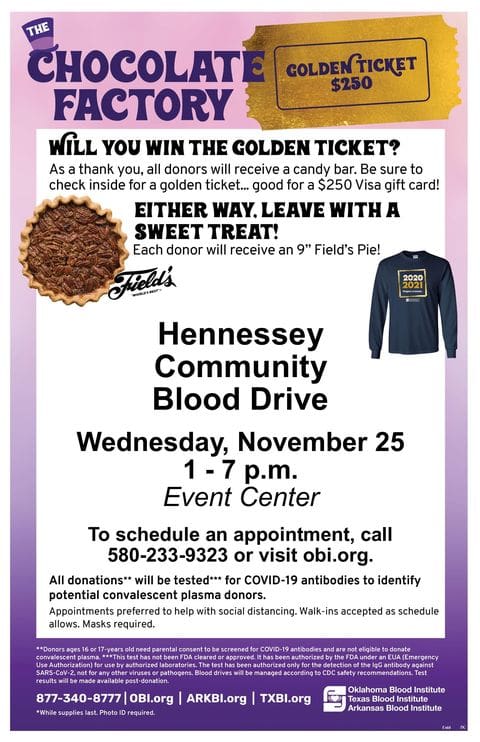 HENNESSEY COMMUNITY BLOOD DRIVE