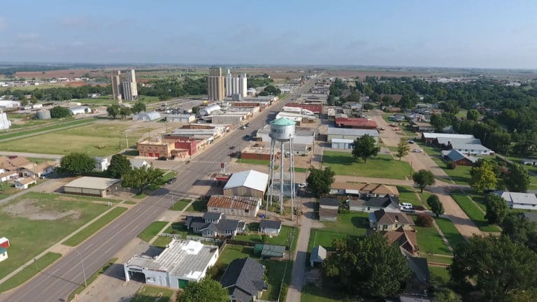 Areial of Downtown Hennessey