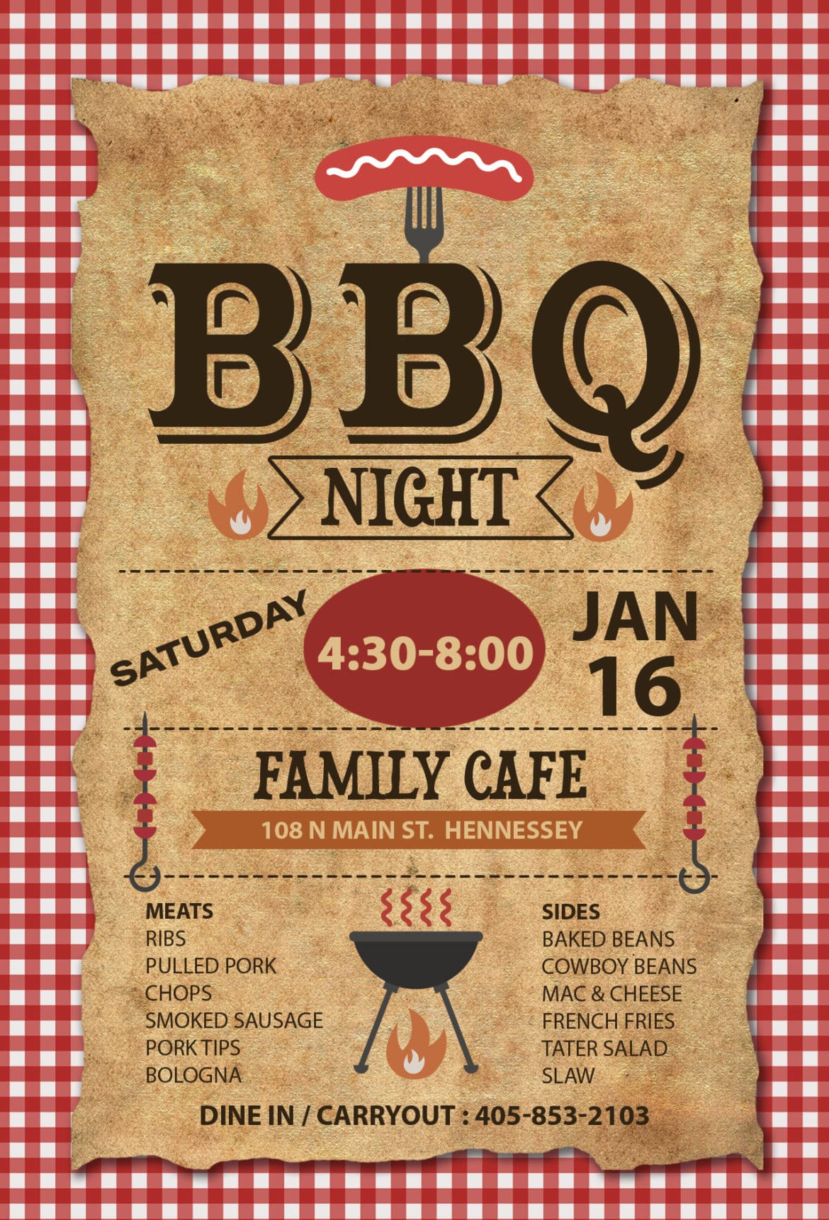 MARK YOUR CALENDARS FOR SOMETHING YUMMY! FAMILY CAFE BBQ NIGHT SATURDAY, JANUARY 16