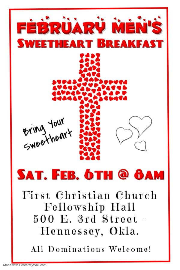 Sweetheart Breakfast First Christian Church Feb 6th