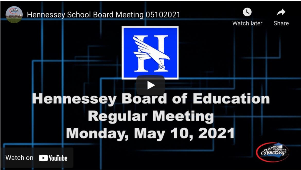Hennessey School Board Meeting May 10, 2021