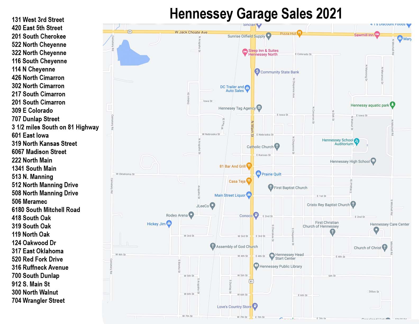 GARAGE SALE 2021 MAP