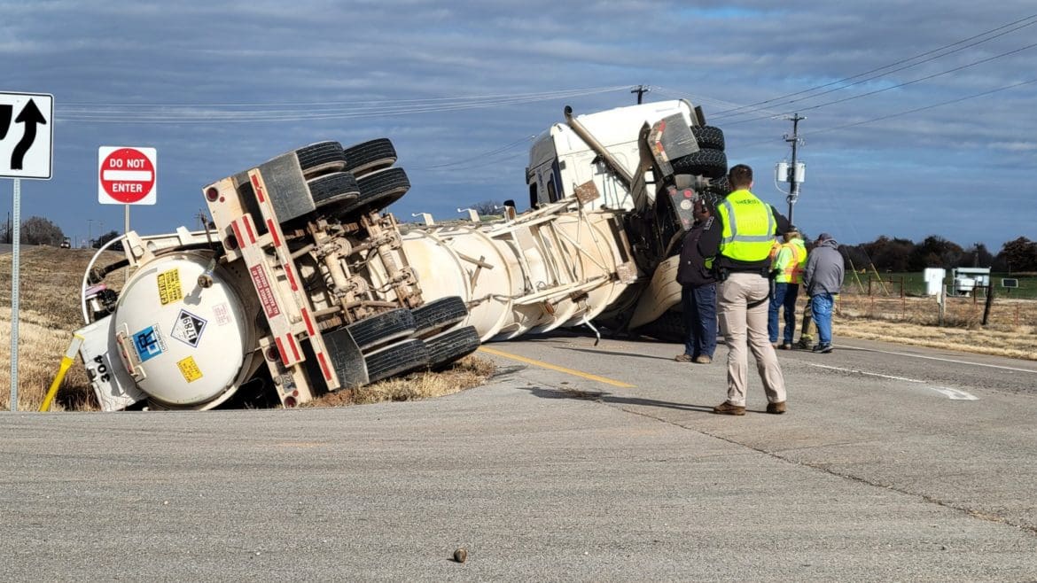 Overturned Semi North of Dover