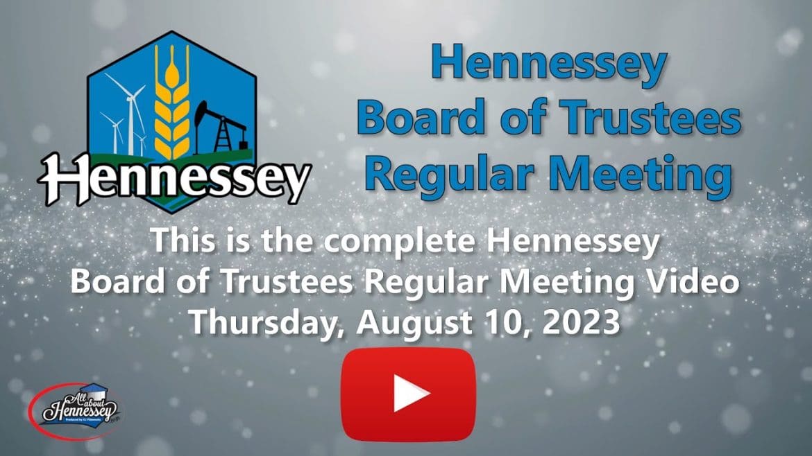 Hennessey Board of Trustees Regular Meeting August 10, 2023