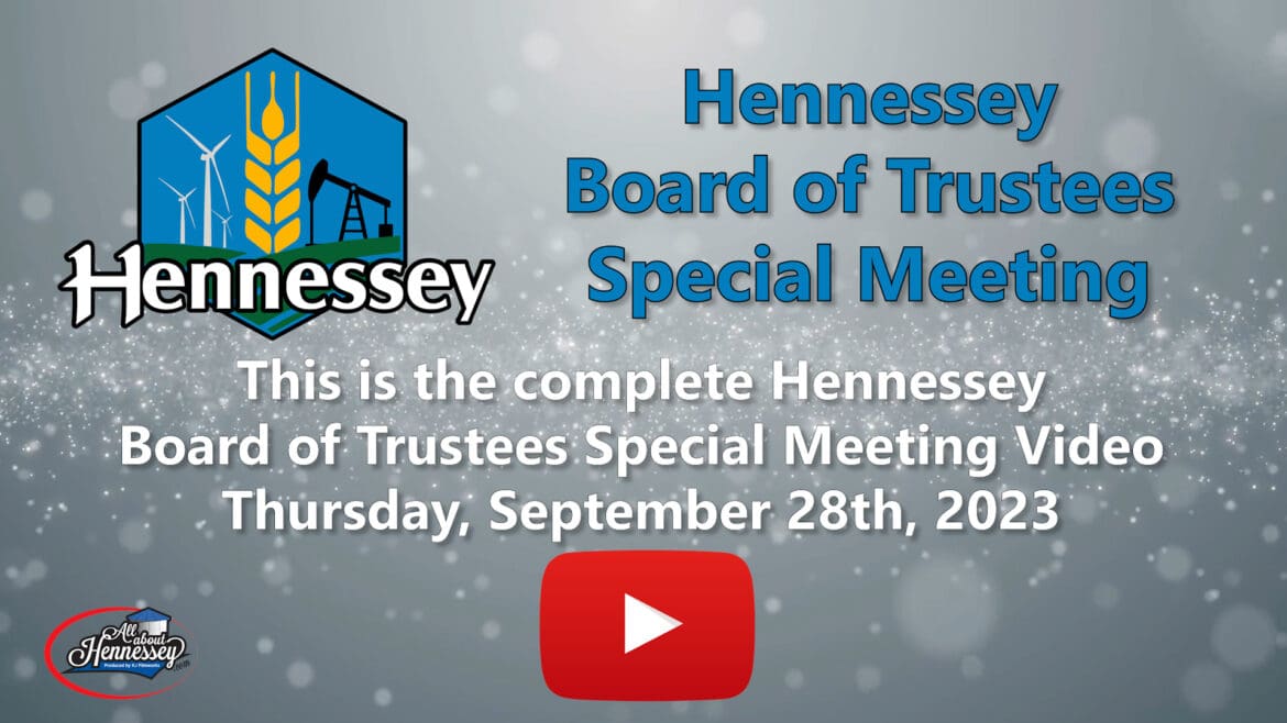 TOWN OF HENNESSEY SPECIAL MEETING, SEPTEMBER 28, 2023