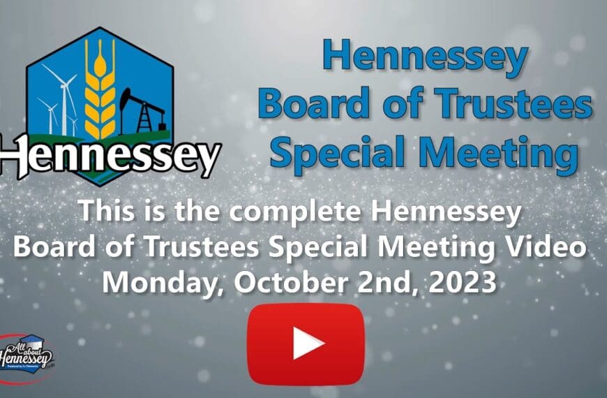 Hennessey Board of Trustees SPECIAL Meeting October 2, 2023