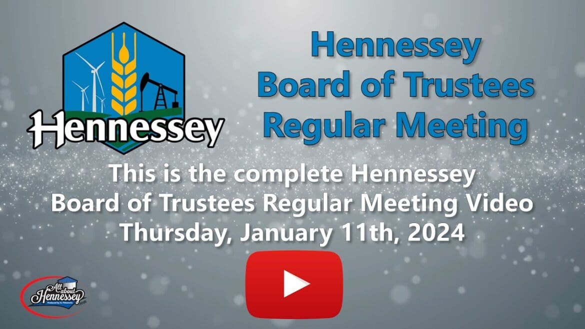Hennessey Board of Trustees Regular Meeting January 11, 2024
