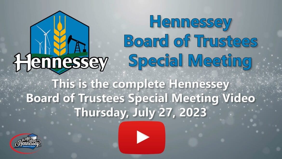Hennessey Board of Trustees SPECIAL Meeting July 27, 2023