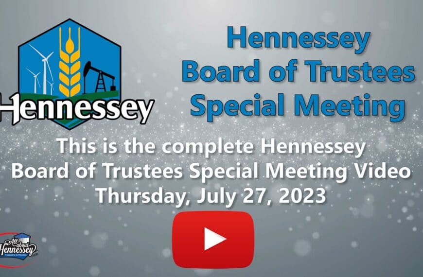 Hennessey Board of Trustees SPECIAL Meeting July 27, 2023