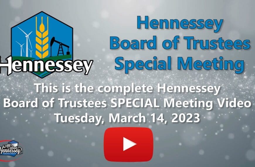 Hennessey Board of Trustees SPECIAL Meeting March 14, 2023