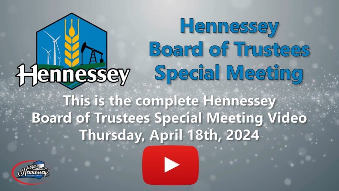 Hennessey Board of Trustees Special Meeting April 18 2024