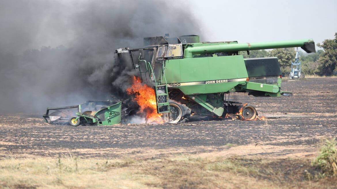 Combine Catches Fire