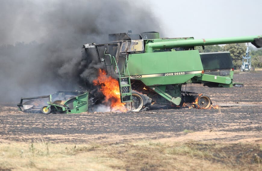 Combine Catches Fire