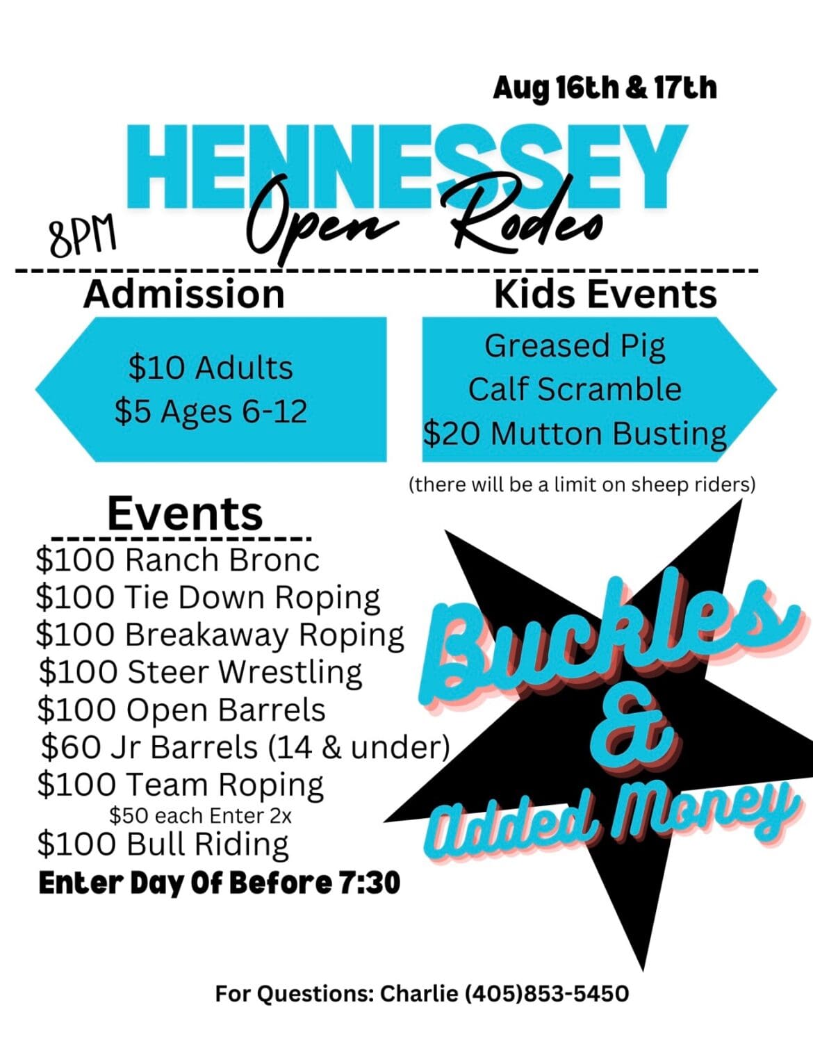 Hennessey Open Rodeo Aug 16 & 17