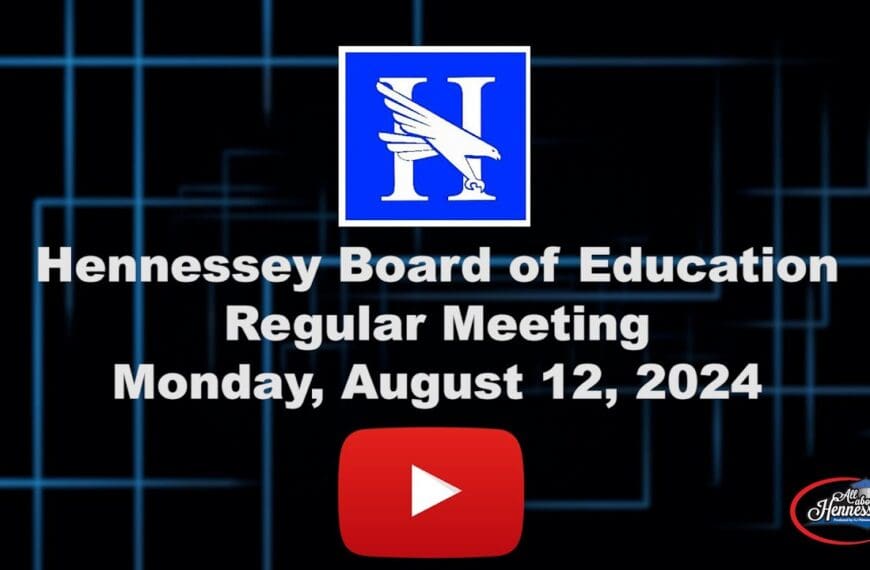 Hennessey Board of Education Meeting August 12, 2024