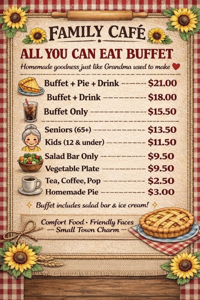 Family Cafe menu
